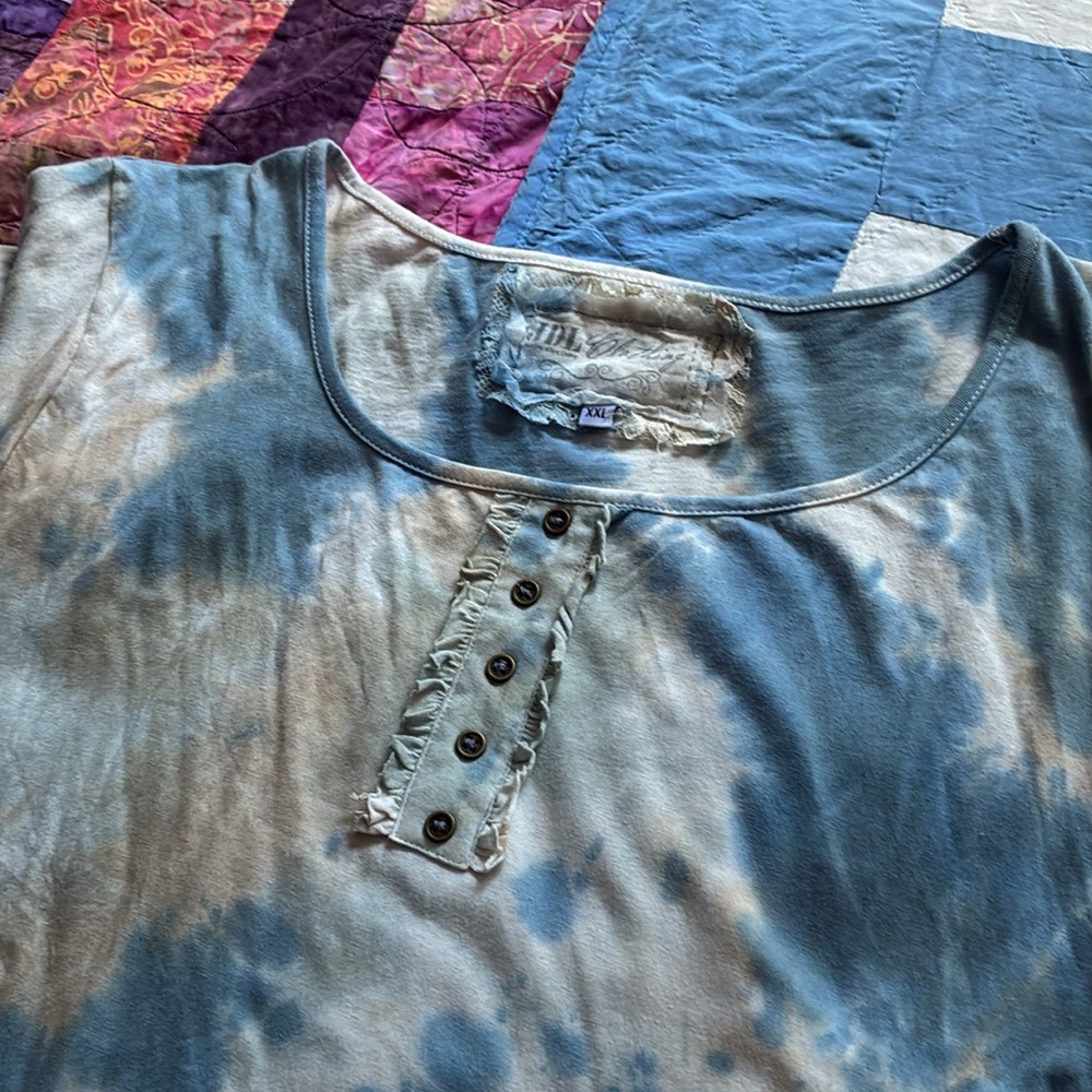 JDL Blue and Cream Tie-Dye Long Sleeve Dress - Picture 9 of 9